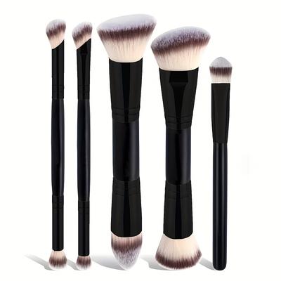 TEMU 5 Professional Facial Makeup Brushes, Foundation Brush, Blush Brush, Loose Powder Brush, Eye Shadow Brush, Concealer Brush, Travel Portable, Makeup Brush, Gift For Women Image