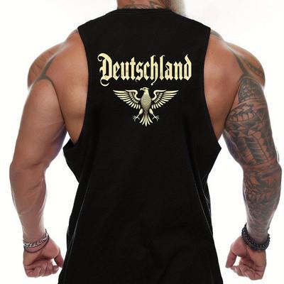TEMU Men's Deutschland Germany Eagle Emblem Athletic Tank Top - Sporty, Breathable, Quick-dry Sleeveless Shirt For Gym & Fitness Enthusiasts, Summer Casual Wear|crew Neck Design|stylish , Gym Tank Top Image