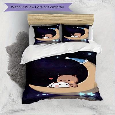 TEMU 3pcs Bedding Set Duvet Cover Closure Includes 1 Duvet Cover & 2 Pillowcases For All Bedroom Decor, Home Dorm High-definition Print & Dudu Q188 Image