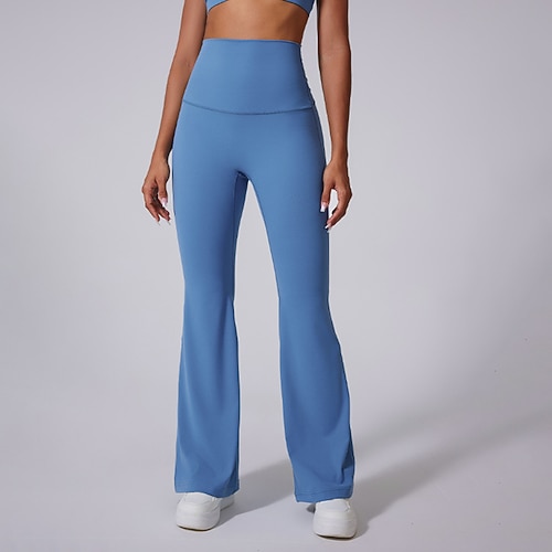 Damen Pilates-Leggings Fitnesshose Sporthosen Ausgebreitet Leicht Pilates Laufen Fitness Hosen Einfarbig Yan-pink Schwarz Blau Herbst Winter Sport Sportkleidung Mikroelastisch Image