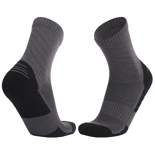 1 Paar Herren Merinowollsocken Wandersocken Laufsocken Sportsocken Thermo Warm Atmungsaktiv Anti Blasen Schweißableitend Winter Outdoor Quarter Crew Patchwork Wolle Dunkelgrau Schwarz Hellgrau für Image