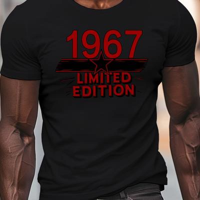 TEMU 1967 Men's T-shirt - Casual Crew Neck, Short Sleeve, Lightweight & Comfy Summer Tee With Geometric Print Image