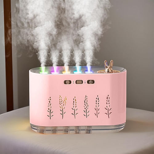 1 Stück leiser Luftbefeuchter, fünf Löcher, Aromaöl-Diffusor, dynamischer, farbenfroher Polar-Luftbefeuchter, Luftbefeuchter für Zuhause, Schlafzimmer, Büro, USB-Stecker Image