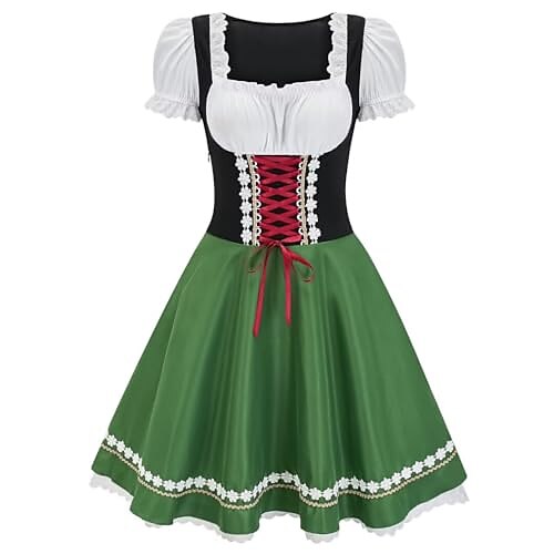 Oktoberfestbier Kleid Dirndl Trachtenkleider Dienstmädchen Bayerisch Deutsch Wiesn Wiesn Damen Stoff im traditionellen Stil Kleid Image