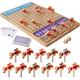 Horse Race Board Game, 12x19 Large Horse Racing Game Board with 11 Wood Horses, 2 Dice & Cards, Reliable Wood for Birthday Racing