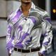 Per uomo Geometrico Marmo Arte astratta Camicia in raso Camicia elegante Manica Lunga Moda Casual Vacanza Ferie Estate Primavera Autunno Collo ripiegato Camicie con Colletto Stampa 3D Camicie con