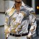 Per uomo Geometrico Marmo Arte astratta Camicia in raso Camicia elegante Manica Lunga Moda Casual Vacanza Ferie Estate Primavera Autunno Collo ripiegato Camicie con Colletto Stampa 3D Camicie con