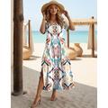 Elegantes Boho Damen-Maxi-Kleid mit Floral-Grafik langen Ärmeln und vintage Schmetterlingsärmeln - Perfekt für den Sommerurlaub oder Strandausflüge