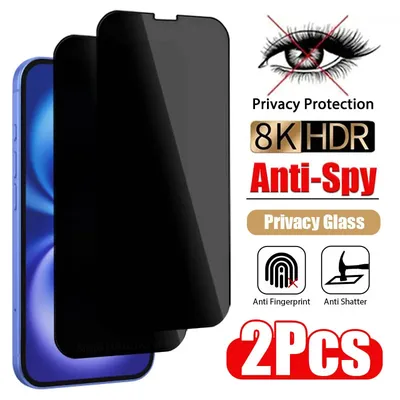 2PCS Full Cover Privatsphäre Glas Für iPhone 16 15 14 11 Pro Max 16e 13 12 Mini 14 Plus SE 2020 2022 XR XS Anti-spion Screen Protector