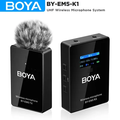BOYA BY-EM5-K1 48-Kanal UHF Wireless Lavalier-Mikrofon für iPhone Android PC DSLR-Kameras Online-Unterricht Streaming Youtube