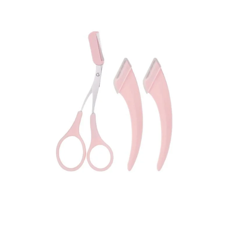 3 Sätze neuer Halbmond-Augenbrauenrasierer mit Augenbrauenschneider, Kamm, Makroklinge, spezieller Augenbrauenrasierer, Augenbrauenschneider, Beauty-Tool Image