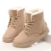 Frauen Schnee Stiefel Flache Spitze Up Plus Größe 42 43 Weibliche Warme Schuhe Frau Neue Flock Pelz