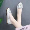 Damenschuhe mit Bogen Wohnungen Büro weiße Mokassins runde Zehen hohle Damenschuhe flach l 39