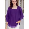 Plus Größe Elegante frauen Bluse Square Neck Doppel-Schicht Mesh 3/4 Hülse Casual Sommer Frauen Tops Büro Damen t-Shirts 2025
