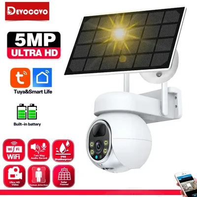 Tuya Smart Life Home PTZ 5 MP mit Solarpanel 360 ° PTZ Outdoor Security IP-Kamera Wifi Netzwerk Batterie PIR-Erkennung IP-Kamera
