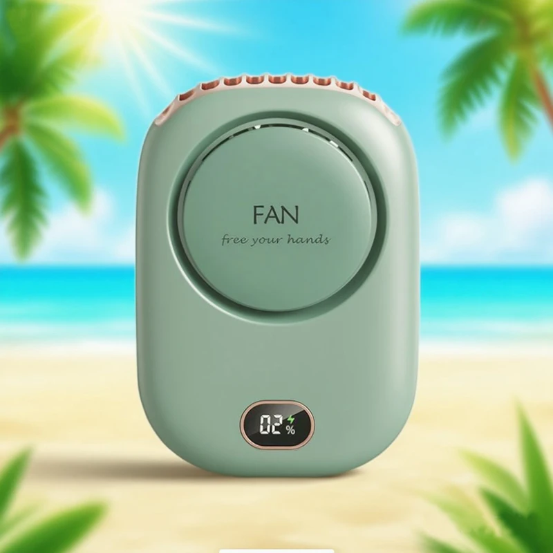 Neuer tragbarer Mini-Ventilator zum Aufhängen, wiederaufladbar, blattloser Turbo, extrem leiser Handventilator für Studenten, Outdoor-Sport, Reisen Image