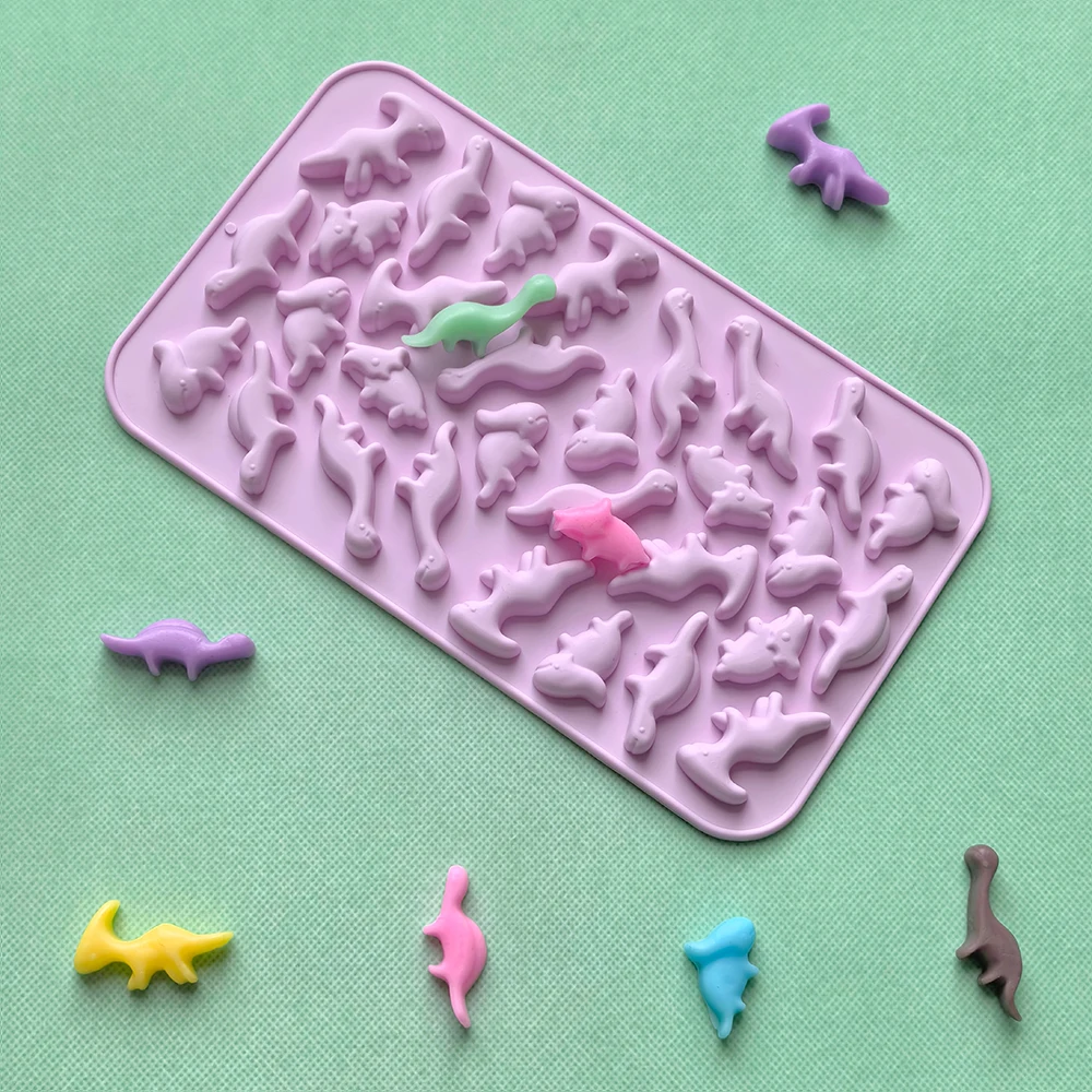 1 Stück Schokoladen-Silikonform mit 30 Mulden (kleiner Dinosaurier), 3D-Bonbonform, verwendet für weiche Süßigkeiten, Backwerkzeuge zur Kuchendekoration Image