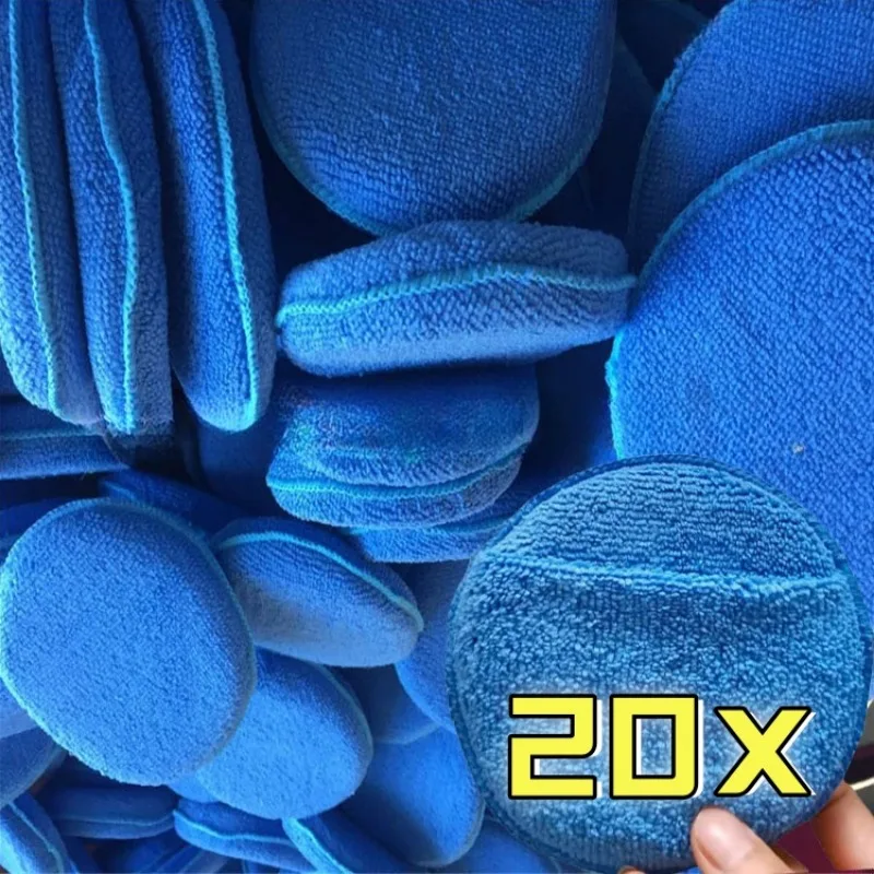 1/20 stücke Auto Detaillierung Applikator Pads Auto Pflege Wachsen Polnischen Schwämme Weiche Mikrofaser Runde Tasche Schaum Schwämme Auto Reinigung werkzeug Image