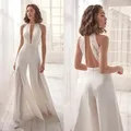 Combinaisons en mousseline de soie sexy robes de soirée décontractées licou sans manches longueur au sol dos nu robes d'invité de mariage 2025 gratuit personnalisé