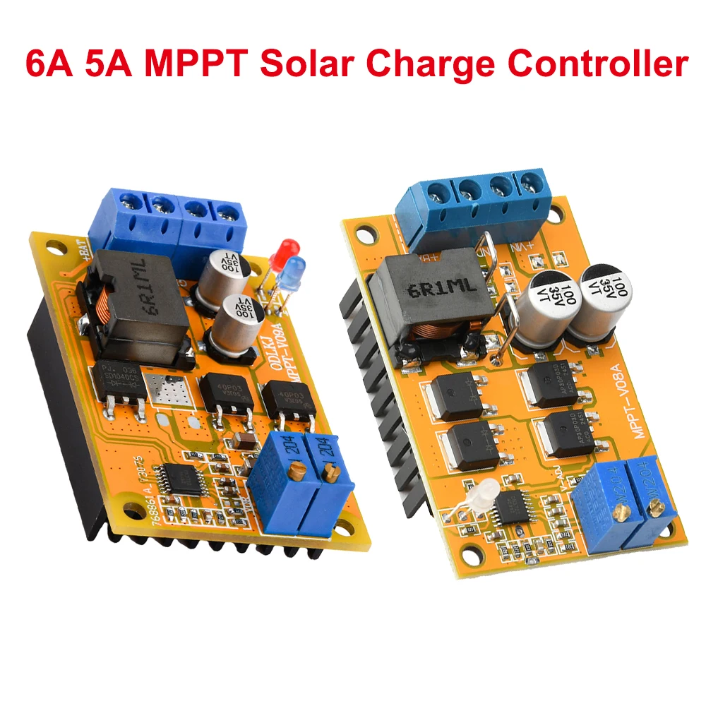 DC 100W 8-30V 5A 6A MPPT Regolatore di carica solare Scheda di ricarica solare Scheda batteria al litio Scheda di controllo di ricarica solare