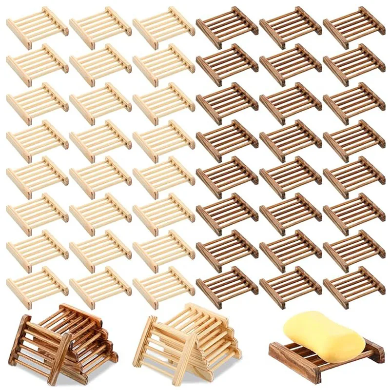 10/20/50 Stück Holz-Seifenschale für Badezimmer, Seifenhalter aus Holz, Seifenschoner für Bar, selbstentleerende Seifenschalen, handgefertigtes Seifenschale aus Holz