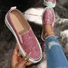 LazySeal Rosa Pailletten Bling Frauen Wohnungen Nähen Plattform Loafers Slip auf Flache Mode Casual Schuh Damen Schuhe Plus Größe 44