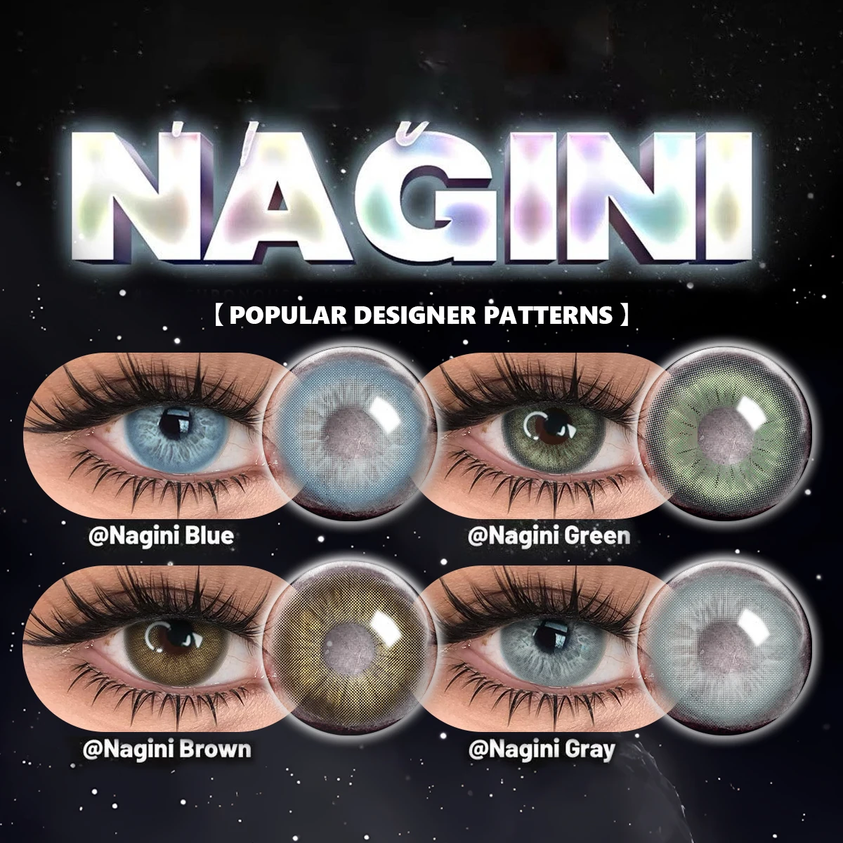 VISUASHOW Farbige Kontaktlinsen, 1 Paar Nagini-blaue Linse für große Augen, graue Schüler, Schönheits-Make-up-Linsen, tägliches Make-up, 14,2 mm, jährlich Image