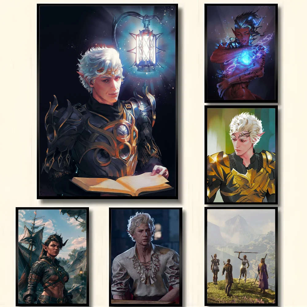 Baldurs Gate 3-Spiel-Anime-Poster, HD-Kunst, klebrige Wand, wasserdicht, für Zuhause, Wohnzimmer, Schlafzimmer, Bar, ästhetische Dekoration Image