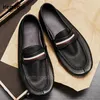 Schwarze Leder-Loafer, Herrenschuhe, runde Zehen, flache Schuhe, verschleißfest, atmungsaktiv,