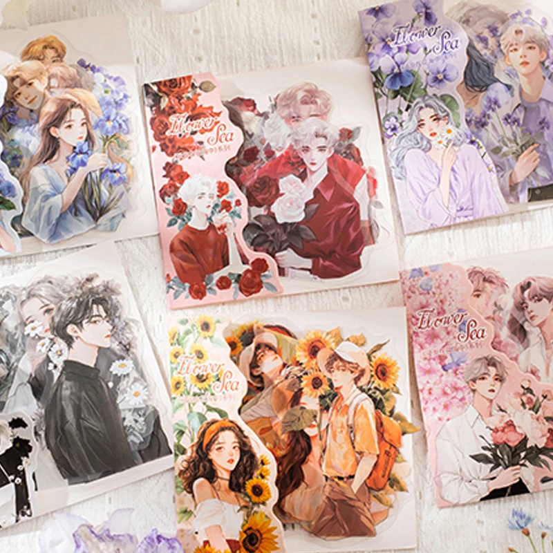 Mr Paper 45/90 Stück im Meer von Blumen, Serie Blumenfiguren, PET-Aufkleber, DIY-Sammelalbum, Fotorahmen, Handyhülle Image