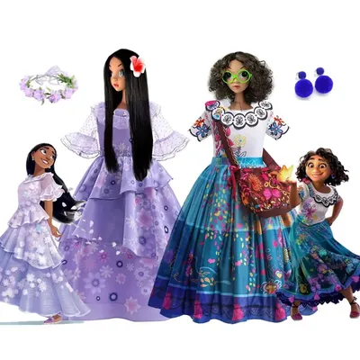 Disney Encanto Kostüm für Mädchen Cosplay Fancy Mirabel Isabella Prinzessin Kleid Halloween Karneval Image