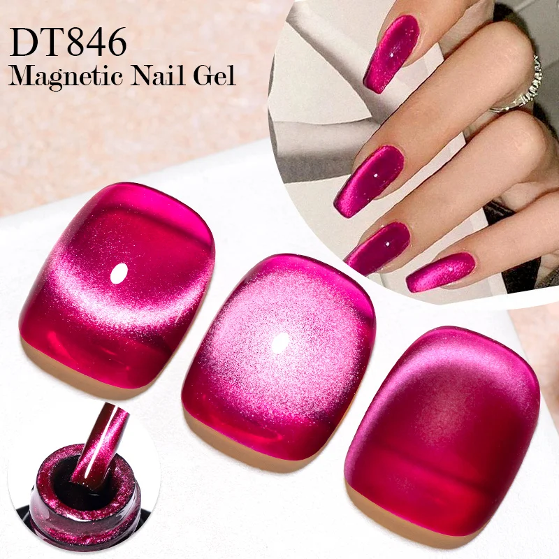 MEET ACROSS Pink Red Cat Eye Gel Nagellack 7ml Jelly Amber Cat Magnetic Gel Nail Soak Off UV LED Semi Permanent Gel Nail Art Image