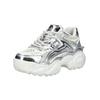 Sneaker BUFFALO "Buffalo Sneaker Lederimitat/Mesh", Damen, Gr. 39, silber, Lederimitat, Textil, casual, Schuhe