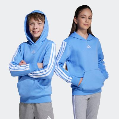 Kapuzensweatshirt ADIDAS SPORTSWEAR "J 3S FL HD 225", Kinder, Gr. 164, blau (blau fusion, weiß), Obermaterial: 71% Baumwolle, 29% Polyester, sportlich, Sweatshirts Image