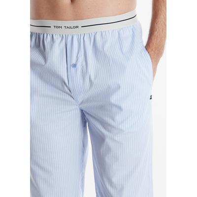 Pyjamahose TOM TAILOR "Dakota", Herren, Gr. 54, N-Gr, blau, Jersey, Obermaterial: 100% Baumwolle, gestreift, casual, bequem lang, Hosen, Logobund, Seitentaschen, locker, bequem, atmungsaktiv, elastisch Image