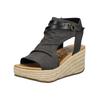 Keilsandalette BLOWFISH "Blowfish Sandalen Lederimitat/Textil", Damen, Gr. 37, schwarz, Lederimitat, Textil, casual, Schuhe