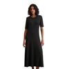 Maxikleid MARC O'POLO, Damen, Gr. L, N-Gr, schwarz, Jersey, Obermaterial: 66% Lyocell, 32% Baumwolle, 2% Elasthan, casual, regular fit ca. Mitte Wade, Rundhals, Halbarm, Kleider, in feiner Ripp-Qualität, schlicht, zeitlos, Rock in A-Linie