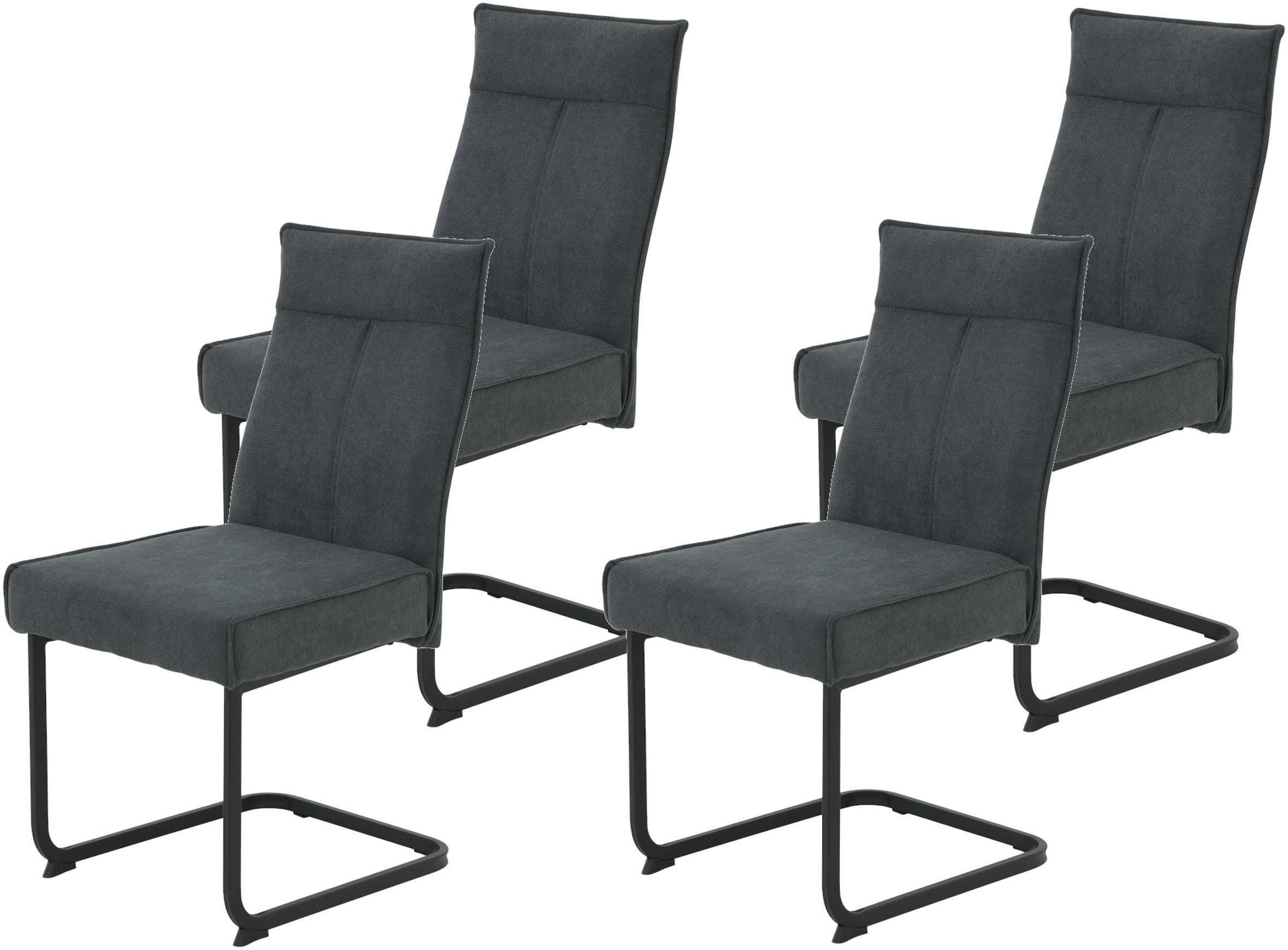 Freischwinger HELA "KAREN Esszimmerstuhl", schwarz (anthrazit, schwarz, schwarz), B:48cm H:97cm T:68cm, 100% Polyester, Stühle, Freischwinger, XL-Breite, Komfortsitz, Federkern, Griff, 140kg belastbar