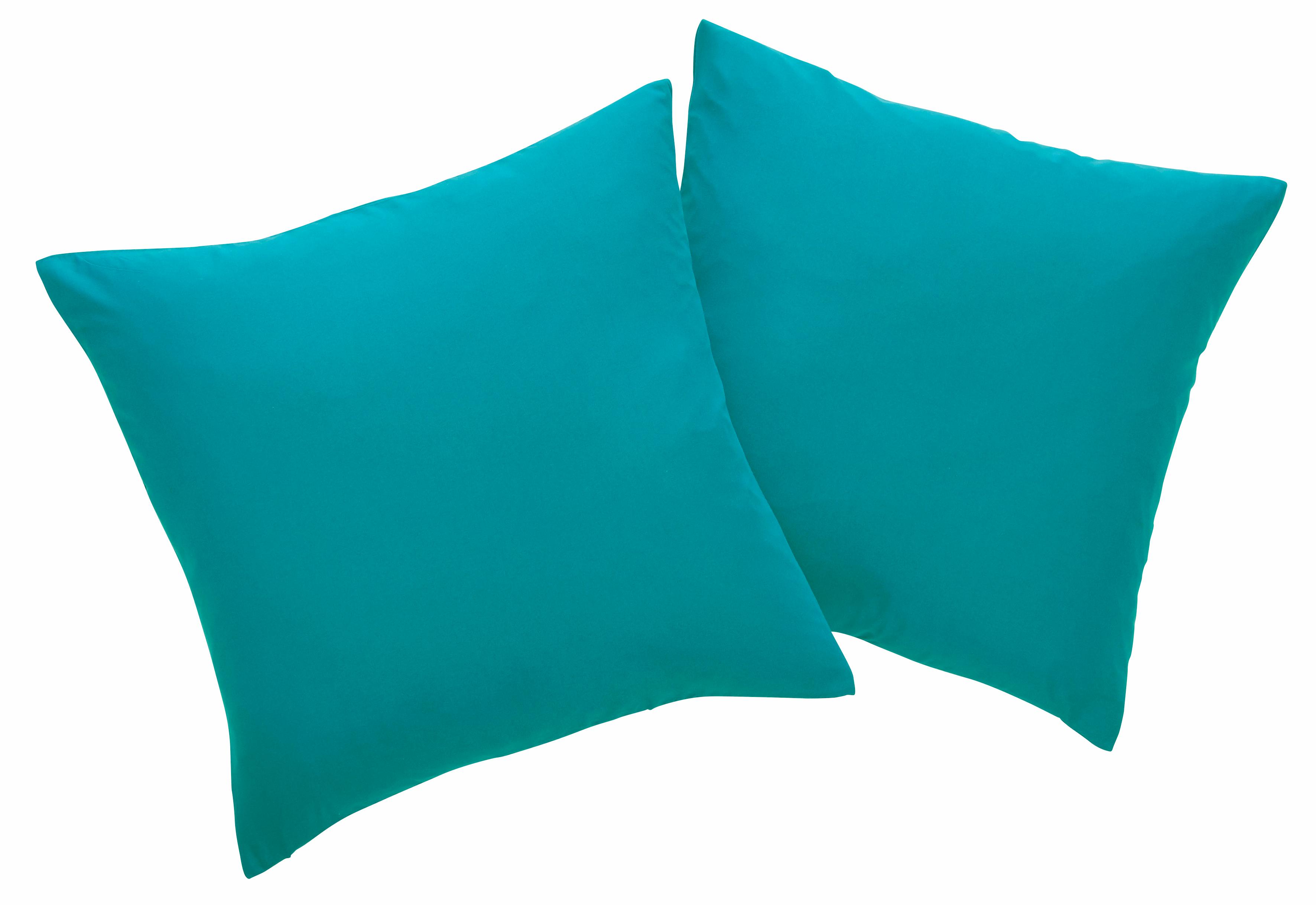 Dekokissen MY HOME "Parry Microfaser" Gr. 2, blau (aqua, unifarben), B:50 L:50, Polyester, Dekokissen_Sitzkissen_Kissenhüllen, 2-er Set, unifarben, Kissenhüllen ohne Füllung, mit Reißverschluss Image