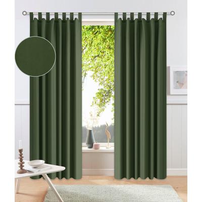 Vorhang HOME AFFAIRE "Parry" Gr. 3, grün (oliv), B:225cm H:140cm, Polyester, Recyceltes Material, Gardinen, 2-er Set, blickdicht, monochrom, basic Image