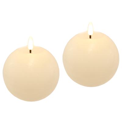 LED-Kerze I.GE.A. "LED Echtwachskerze 2er Set", beige (creme), B:11cm H:11cm, Wachs, Kerzen, Mit Timer Flackernd Stumpenkerze Adventskerzen Adventskranz Image