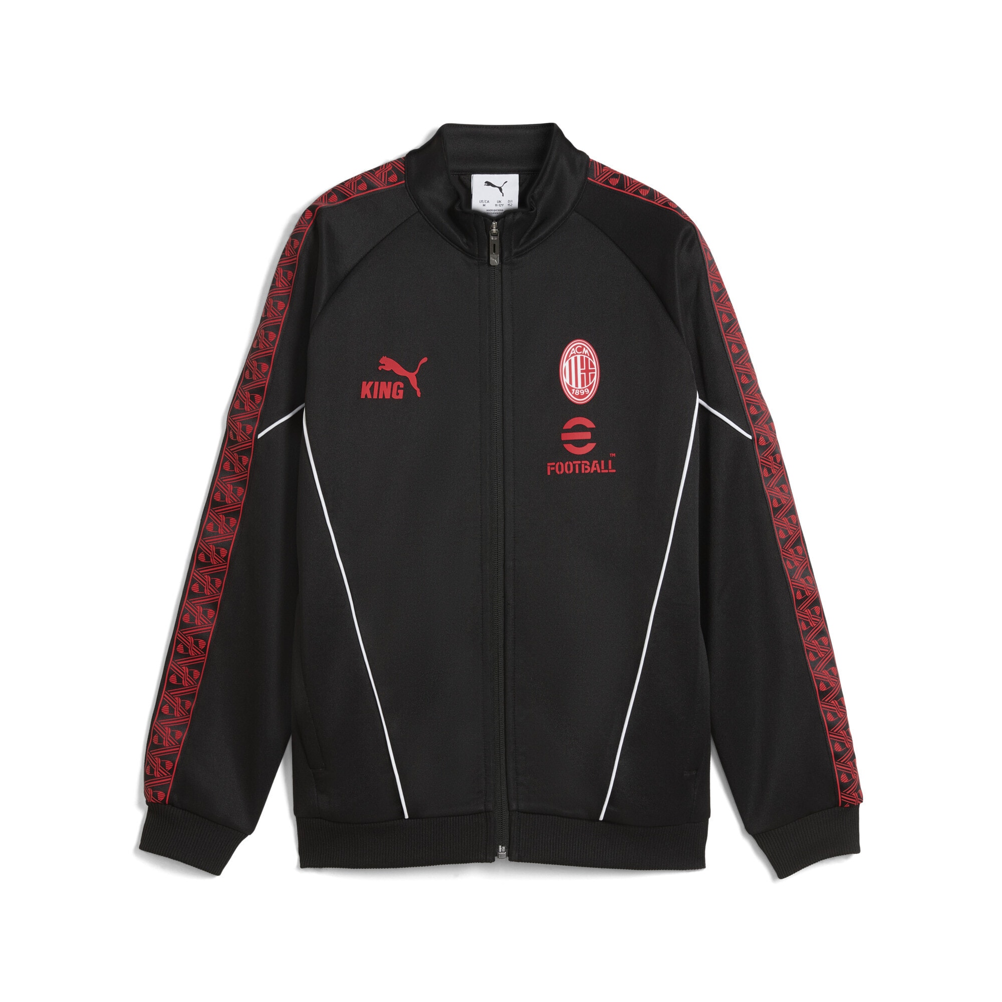 Sweatjacke PUMA "AC Milan KING Anthem Jacke Jugendliche", Jungen, Gr. 128, rot (schwarz for all time rot), Obermaterial: 63% Polyester, 37% Baumwolle; Taschenfutter: 100% Polyester; Rippe: 7% Elasthan, 93% Polyester; Besatz: 100% Polyester,...