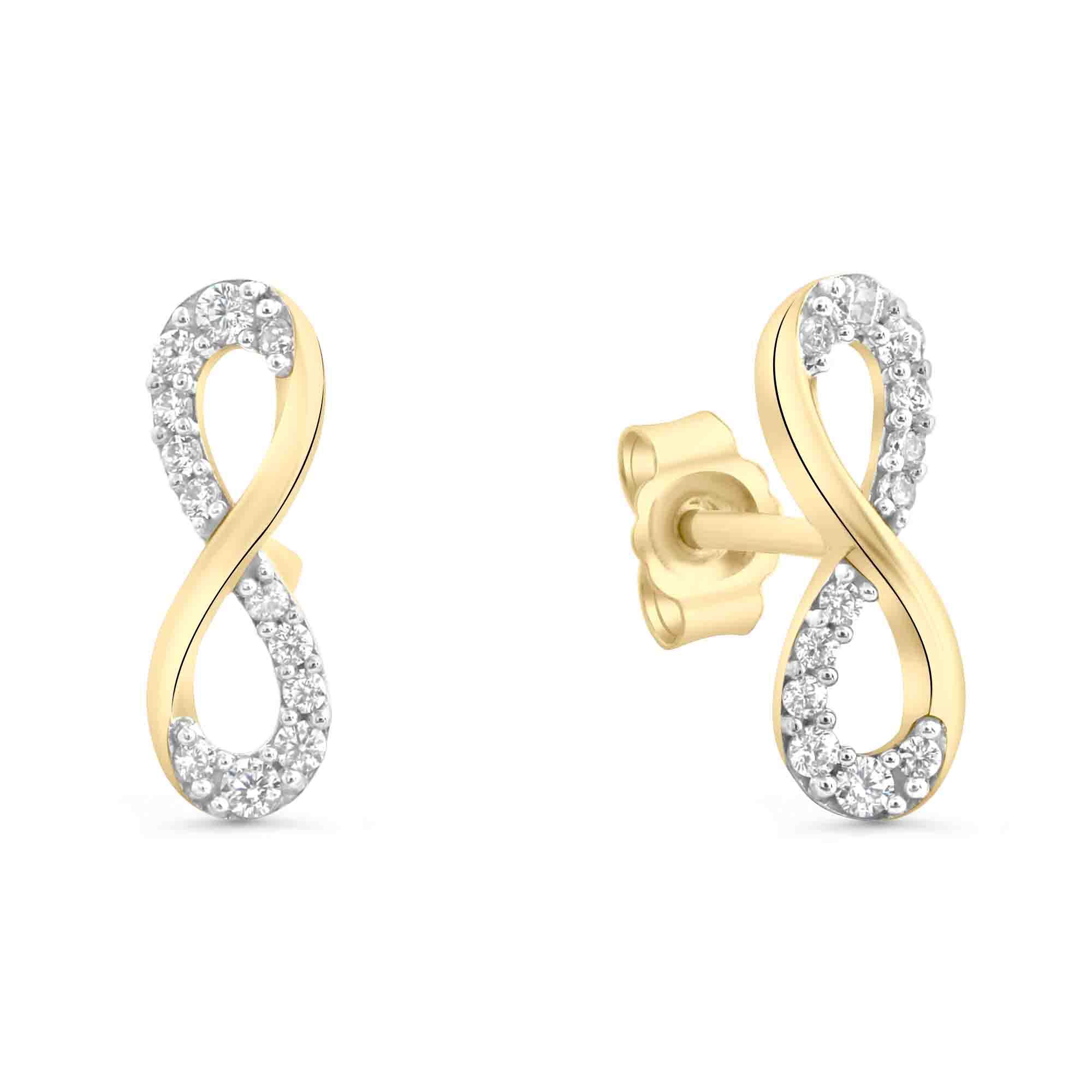 Paar Ohrstecker VIVANCE "333/- Gelbgold glanz bicolorZirkonia Infinity", bunt (mehrfarbig, weiß), Ohrringe, Damen, one-size, Gold