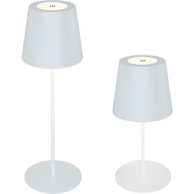 B.K.LICHT Außen-Tischleuchte "BK_TL1594 Akku LED Tischlampe, 3-Stufen Touchdimmer, mit USB", weiß, Ø 10,50cm H: 36,00cm, Lampen, 2.700 K, 200 Lm, 2,5W, IP44, 12h Leuchtdauer, 36 x 10,5 cm, Weiß Image