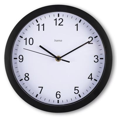 Wanduhr HAMA "Wanduhr "Elba", Ø 25 cm, ohne Ticken", schwarz, Ø 25cm, Wanduhren, geräuscharm Image