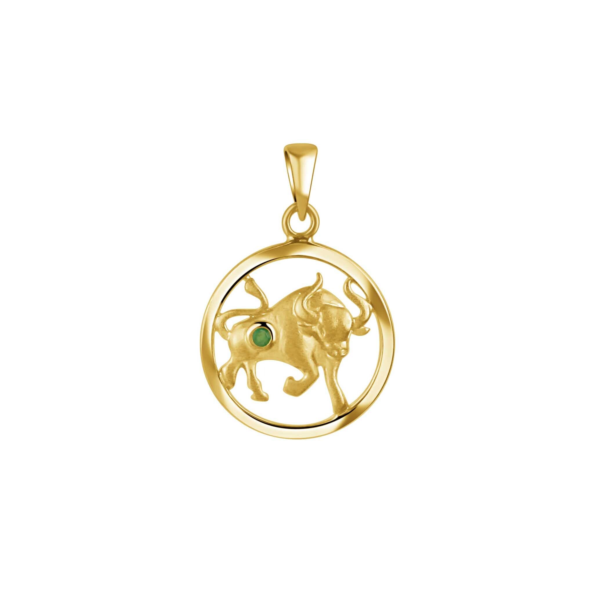 Kettenanhänger VIVANCE "925/- Sterling Silber vergoldet Stier Monatsstein", gelb, Schmuckanhänger, Damen, one-size, Silber 925 (Sterlingsilber), 1,1 g, Kettenanhänger Image