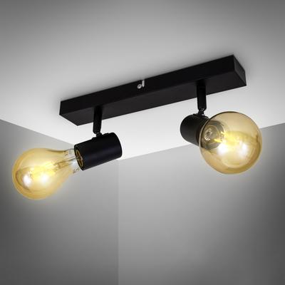 B.K.LICHT LED Deckenspots, schwarz, B:5cm H:11cm L:30cm, Lampen, Deckenleuchte, Retro, Deckenlampe, Industriedesign, schwarz-matt Image