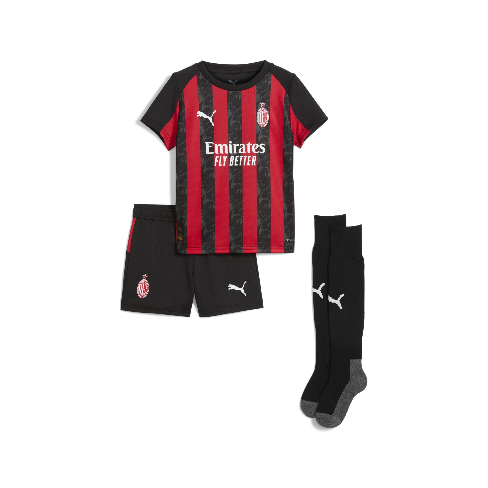 Trainingsanzug PUMA "AC Milan 25/26 Heimtrikot-Minikit Kinder", Jungen, Gr. 104, rot (for all time rot schwarz), Obermaterial: 100% Polyester. Rippe: 100% Polyester, Sportanzüge Trainingsanzug Image