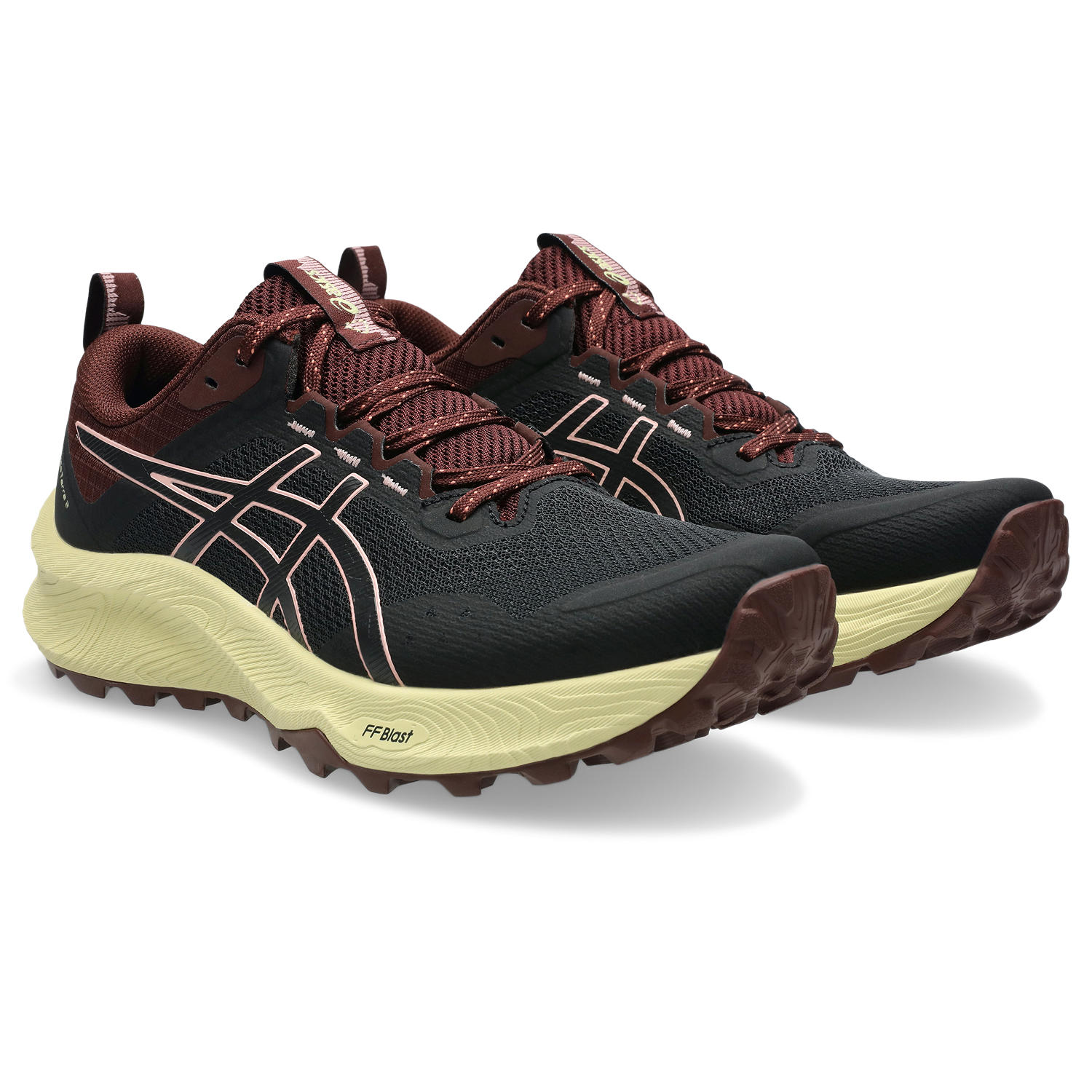 Trailrunningschuh ASICS "TRABUCO TERRA 3", Damen, Gr. 39, schwarz (schwarz, wild blossom), Textil, Schuhe