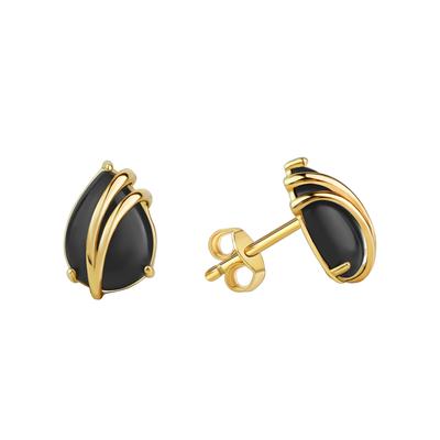 Paar Ohrstecker VIVANCE "375/- Gelbgold glanz Onyx", gelb (gelb, schwarz), Ohrringe, Damen, ONE-SIZE, Gold Image